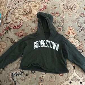 Georgetown Dark Green Cropped Hoodie